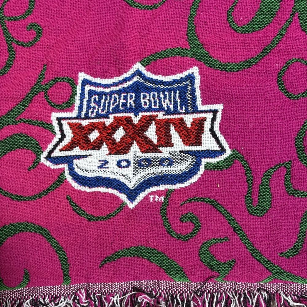 Vtg Y2K Northwest Company Wild Vines Superbowl 2000 Blanket/Throw 48x41 Acrylic - Picture 5 of 5